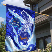 Chuuk Micronesian Roots Garden Flag Polynesian Tribal Pattern Hibiscus Flower And Stingray Art
