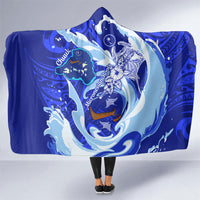 Chuuk Micronesian Roots Hooded Blanket Polynesian Tribal Pattern Hibiscus Flower And Stingray Art