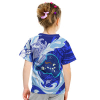 Chuuk Micronesian Roots Kid T Shirt Polynesian Tribal Pattern Hibiscus Flower And Stingray Art