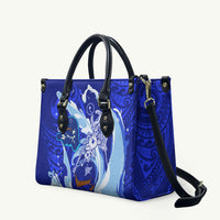 Chuuk Micronesian Roots Leather Bag Polynesian Tribal Pattern Hibiscus Flower And Stingray Art