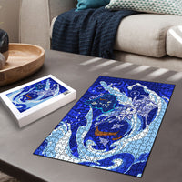 Chuuk Micronesian Roots Puzzle Polynesian Tribal Pattern Hibiscus Flower And Stingray Art