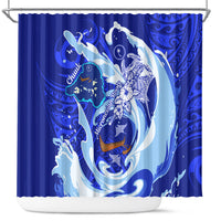 Chuuk Micronesian Roots Shower Curtain Polynesian Tribal Pattern Hibiscus Flower And Stingray Art