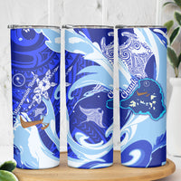Chuuk Micronesian Roots Skinny Tumbler Polynesian Tribal Pattern Hibiscus Flower And Stingray Art