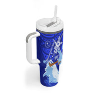 Chuuk Micronesian Roots Tumbler With Handle Polynesian Tribal Pattern Hibiscus Flower And Stingray Art