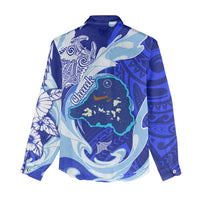 Chuuk Micronesian Roots Women Casual Shirt Polynesian Tribal Pattern Hibiscus Flower And Stingray Art