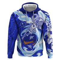 Chuuk Micronesian Roots Zip Hoodie Polynesian Tribal Pattern Hibiscus Flower And Stingray Art