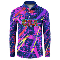 Chuuk Tropical Sunset Coordinates Button Sweatshirt Neon Graffiti Polynesian Tribal