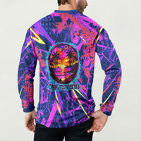 Chuuk Tropical Sunset Coordinates Button Sweatshirt Neon Graffiti Polynesian Tribal