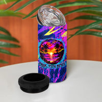 Chuuk Tropical Sunset Coordinates 4 in 1 Can Cooler Tumbler Neon Graffiti Polynesian Tribal