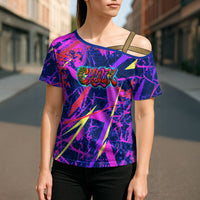 Chuuk Tropical Sunset Coordinates Cross Shoulder Shirt Neon Graffiti Polynesian Tribal