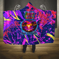 Chuuk Tropical Sunset Coordinates Hooded Blanket Neon Graffiti Polynesian Tribal