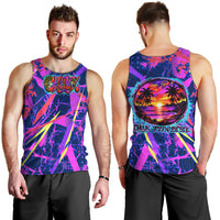 Chuuk Tropical Sunset Coordinates Men Tank Top Neon Graffiti Polynesian Tribal