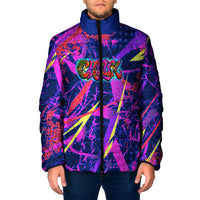 Chuuk Tropical Sunset Coordinates Padded Jacket Neon Graffiti Polynesian Tribal