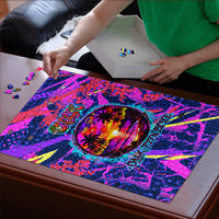 Chuuk Tropical Sunset Coordinates Puzzle Neon Graffiti Polynesian Tribal