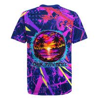 Chuuk Tropical Sunset Coordinates Rugby Jersey Neon Graffiti Polynesian Tribal