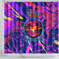 Chuuk Tropical Sunset Coordinates Shower Curtain Neon Graffiti Polynesian Tribal