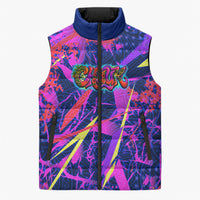 Chuuk Tropical Sunset Coordinates Sleeveless Puffer Jacket Neon Graffiti Polynesian Tribal