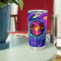 Chuuk Tropical Sunset Coordinates Tumbler Cup Neon Graffiti Polynesian Tribal