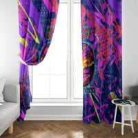 Chuuk Tropical Sunset Coordinates Window Curtain Neon Graffiti Polynesian Tribal