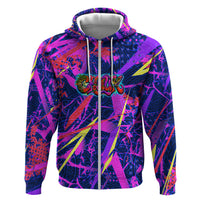 Chuuk Tropical Sunset Coordinates Zip Hoodie Neon Graffiti Polynesian Tribal