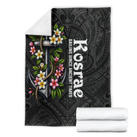 Kosrae Nautical Heritage Blanket Polynesian Tribal Anchor With Plumeria Tropical Art