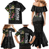 Kosrae Nautical Heritage Family Matching Mermaid Dress and Hawaiian Shirt Polynesian Tribal Anchor With Plumeria Tropical Art