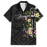 Kosrae Nautical Heritage Family Matching Off Shoulder Maxi Dress and Hawaiian Shirt Polynesian Tribal Anchor With Plumeria Tropical Art