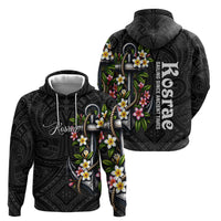Kosrae Nautical Heritage Hoodie Polynesian Tribal Anchor With Plumeria Tropical Art