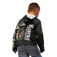 Kosrae Nautical Heritage Kid Hoodie Polynesian Tribal Anchor With Plumeria Tropical Art