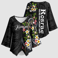 Kosrae Nautical Heritage Kimono Sleeve Blouse Polynesian Tribal Anchor With Plumeria Tropical Art