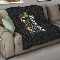 Kosrae Nautical Heritage Quilt Polynesian Tribal Anchor With Plumeria Tropical Art