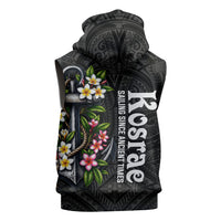 Kosrae Nautical Heritage Sleeveless Hoodie Polynesian Tribal Anchor With Plumeria Tropical Art