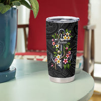 Kosrae Nautical Heritage Tumbler Cup Polynesian Tribal Anchor With Plumeria Tropical Art