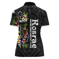 Kosrae Nautical Heritage Women Polo Shirt Polynesian Tribal Anchor With Plumeria Tropical Art