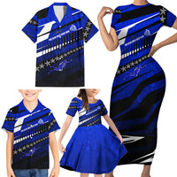Kosrae Deep Sea Scuba Diving Family Matching Short Sleeve Bodycon Dress and Hawaiian Shirt Blue Hole Beneath The Surface Coral Reef Graphic Art