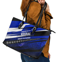 Kosrae Deep Sea Scuba Diving Leather Tote Bag Blue Hole Beneath The Surface Coral Reef Graphic Art
