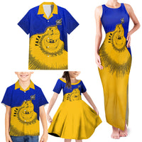 Kosrae Fafa Culinary Heritage Family Matching Tank Maxi Dress and Hawaiian Shirt Kosraean Gold Taro Tradition Illustration With Coconut Leaves