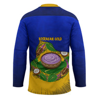 Kosrae Fafa Culinary Heritage Hockey Jersey Kosraean Gold Taro Tradition Illustration With Coconut Leaves