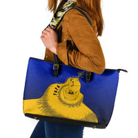 Kosrae Fafa Culinary Heritage Leather Tote Bag Kosraean Gold Taro Tradition Illustration With Coconut Leaves