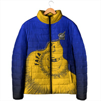 Kosrae Fafa Culinary Heritage Padded Jacket Kosraean Gold Taro Tradition Illustration With Coconut Leaves