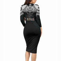 AIGA Always In Gods Arms Samoa Long Sleeve Bodycon Dress Polynesian Tribal Tattoo Art Family Heritage Faith TS04 - Polynesian Pride
