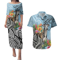 Polynesian Greyhound Couples Matching Puletasi Dress and Hawaiian Shirt Polynesian Pattern And Greyhound TS04 Cyan - Polynesian Pride