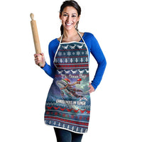 Tonga Christmas Apron with Singing Whale Ocean Scene National Coat of Arms TS04 - Polynesian Pride