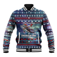 Tonga Christmas Baseball Jacket with Singing Whale Ocean Scene National Coat of Arms TS04 Unisex Multicolor - Polynesian Pride