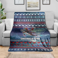 Tonga Christmas Blanket with Singing Whale Ocean Scene National Coat of Arms - Polynesian Pride