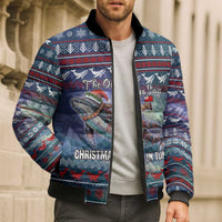 Tonga Christmas Bomber Puffer Jacket with Singing Whale Ocean Scene National Coat of Arms TS04 - Polynesian Pride