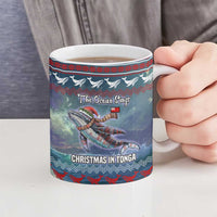 Tonga Christmas Ceramic Mug with Singing Whale Ocean Scene National Coat of Arms TS04 - Polynesian Pride