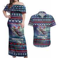 Tonga Christmas Couples Matching Off Shoulder Maxi Dress and Hawaiian Shirt with Singing Whale Ocean Scene National Coat of Arms - Polynesian Pride