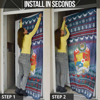 Tonga Christmas Door Cover with Singing Whale Ocean Scene National Coat of Arms - Polynesian Pride