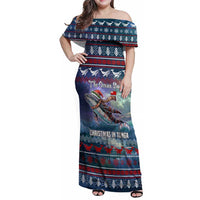 Tonga Christmas Family Matching Off Shoulder Maxi Dress and Hawaiian Shirt with Singing Whale Ocean Scene National Coat of Arms - Polynesian Pride